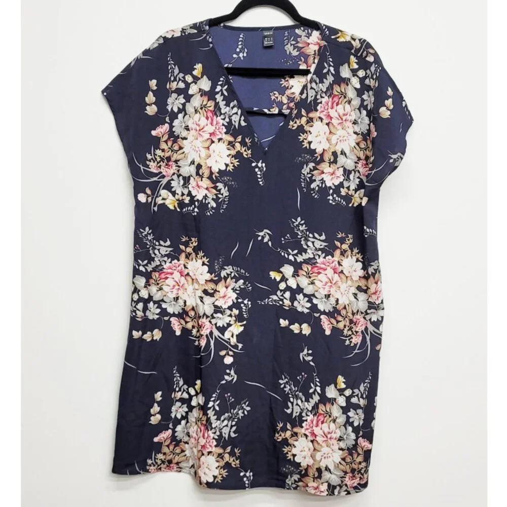 Shein Blue Floral Mini Tunic Dress XL